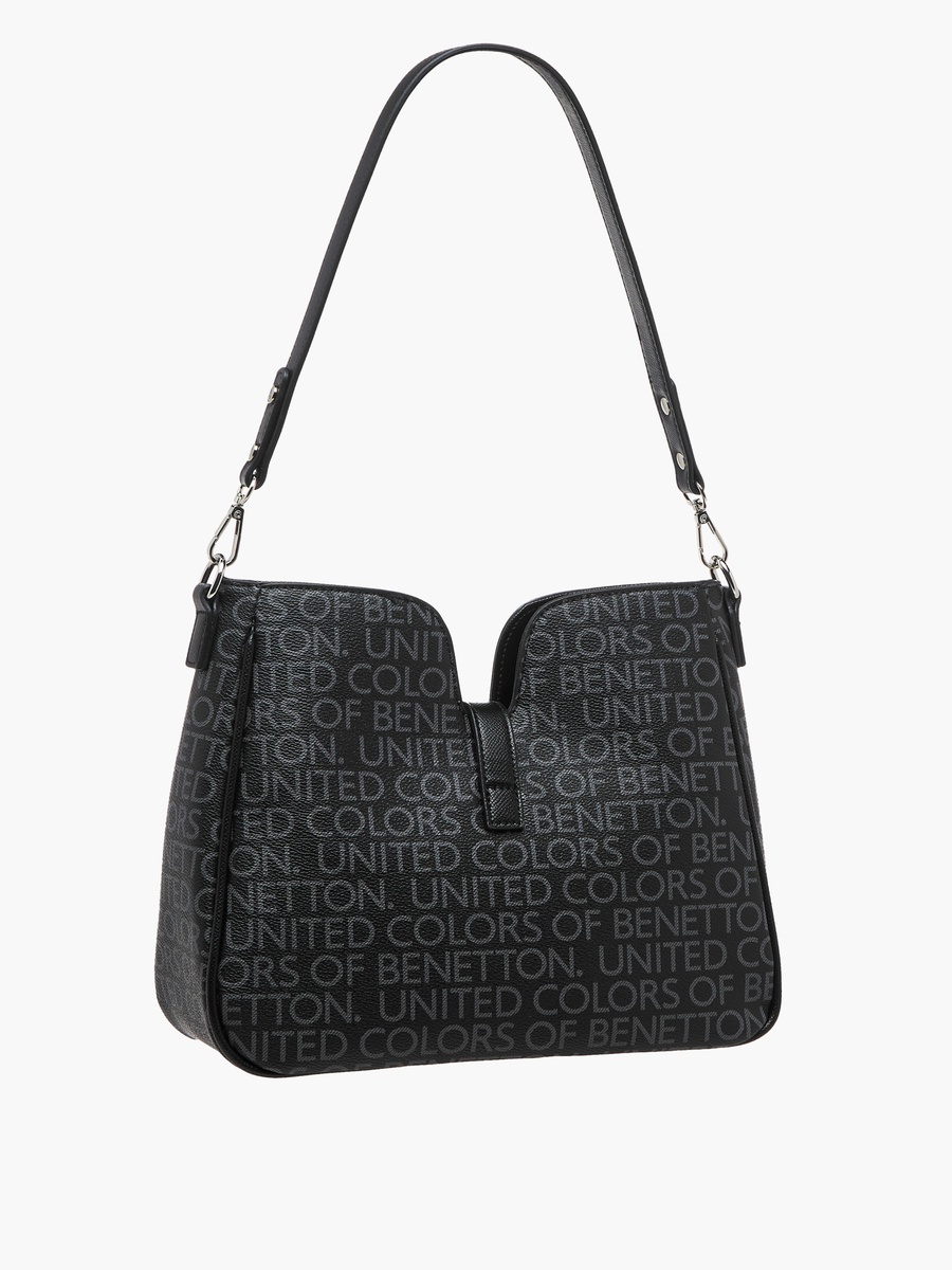 Monogram Print Shoulder Bag with Detachable Strap