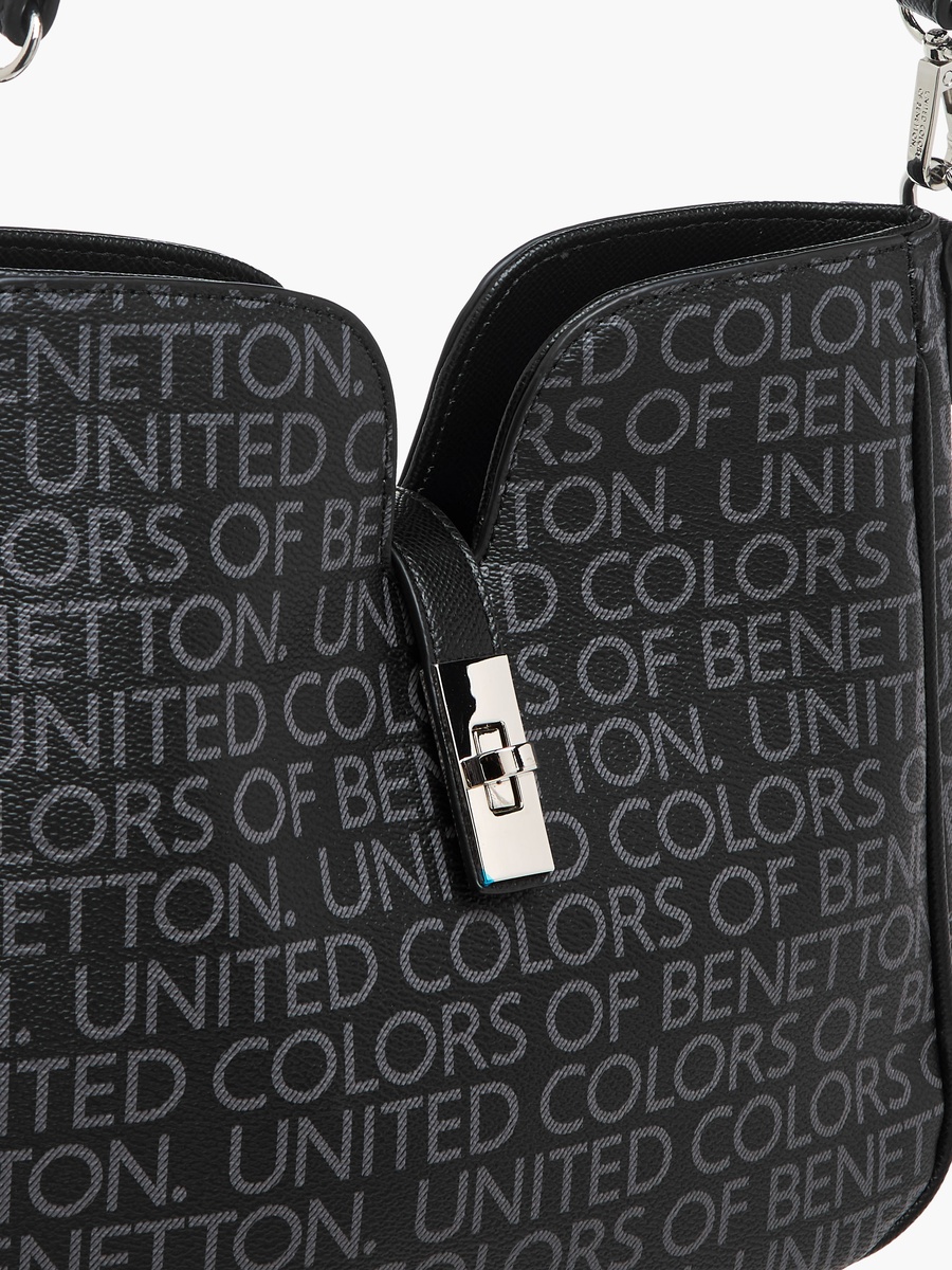 Monogram Print Shoulder Bag with Detachable Strap