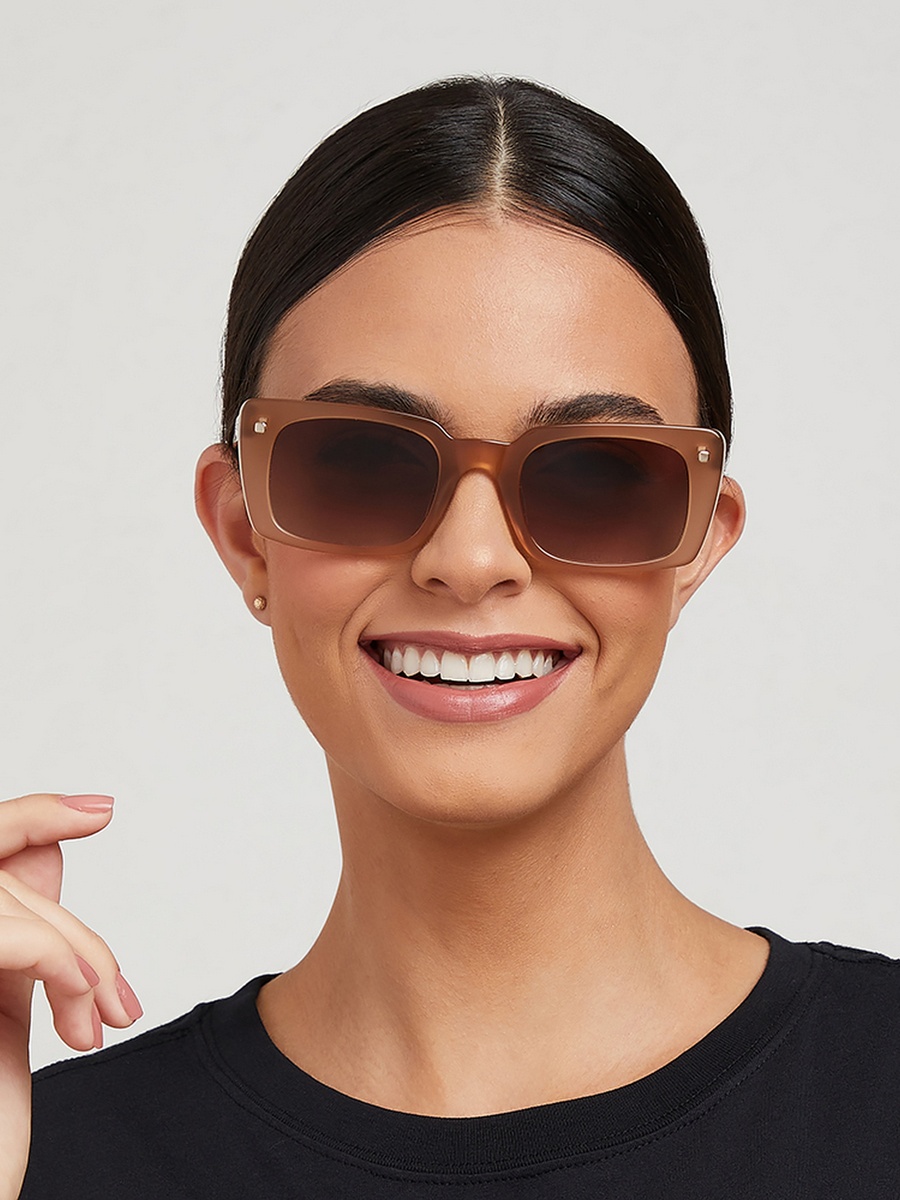 THATS WOW Brown Lens 51 mm Rectangle Sunglasses