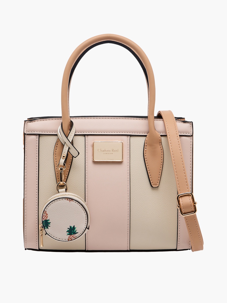 Panelled Satchel Bag with Detachable Strap