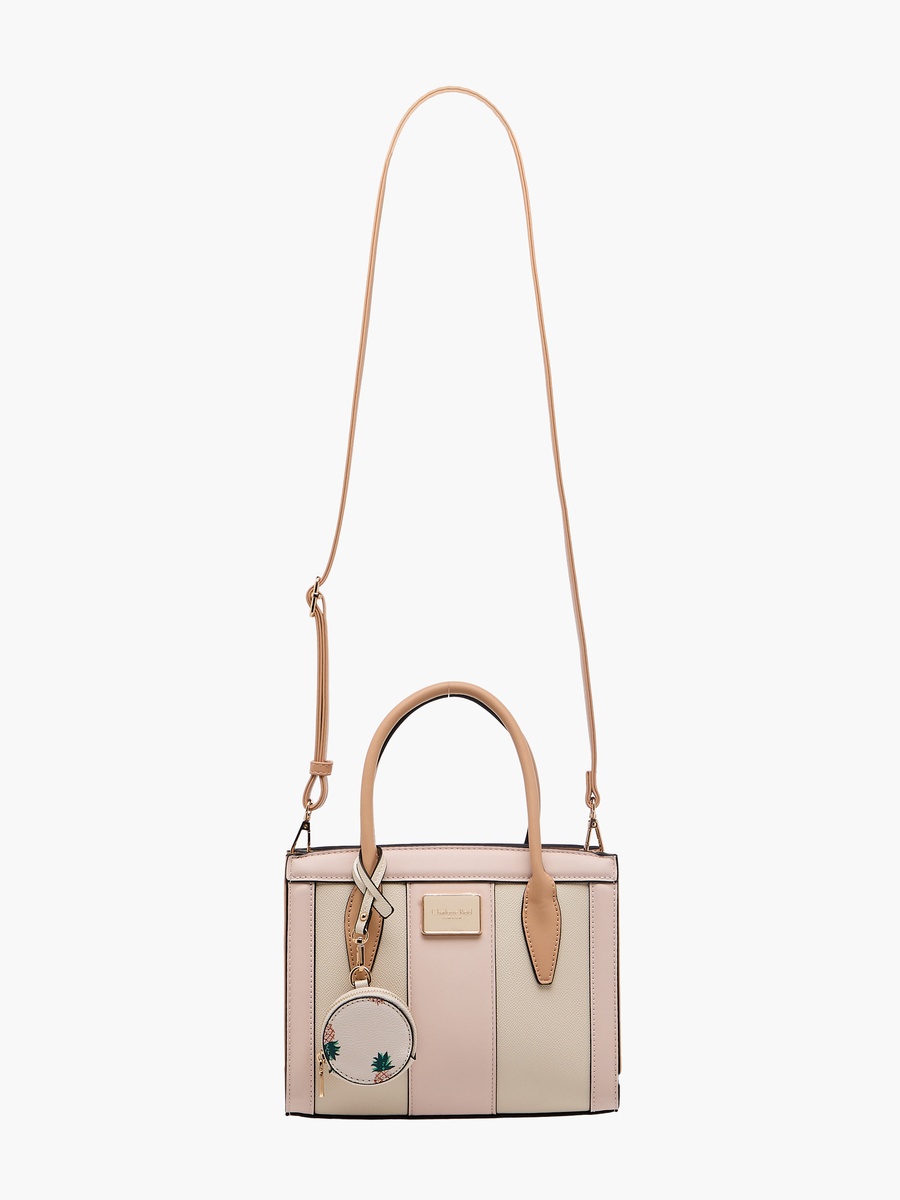 Panelled Satchel Bag with Detachable Strap