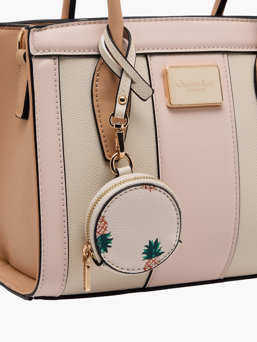 Panelled Satchel Bag with Detachable Strap