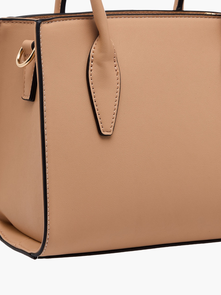 Panelled Satchel Bag with Detachable Strap
