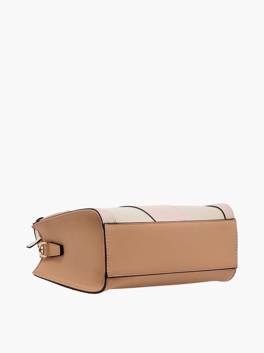 Panelled Satchel Bag with Detachable Strap