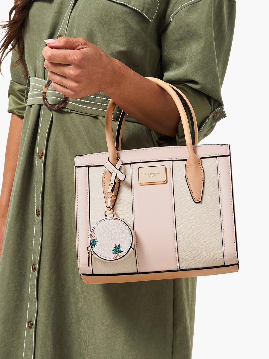 Panelled Satchel Bag with Detachable Strap