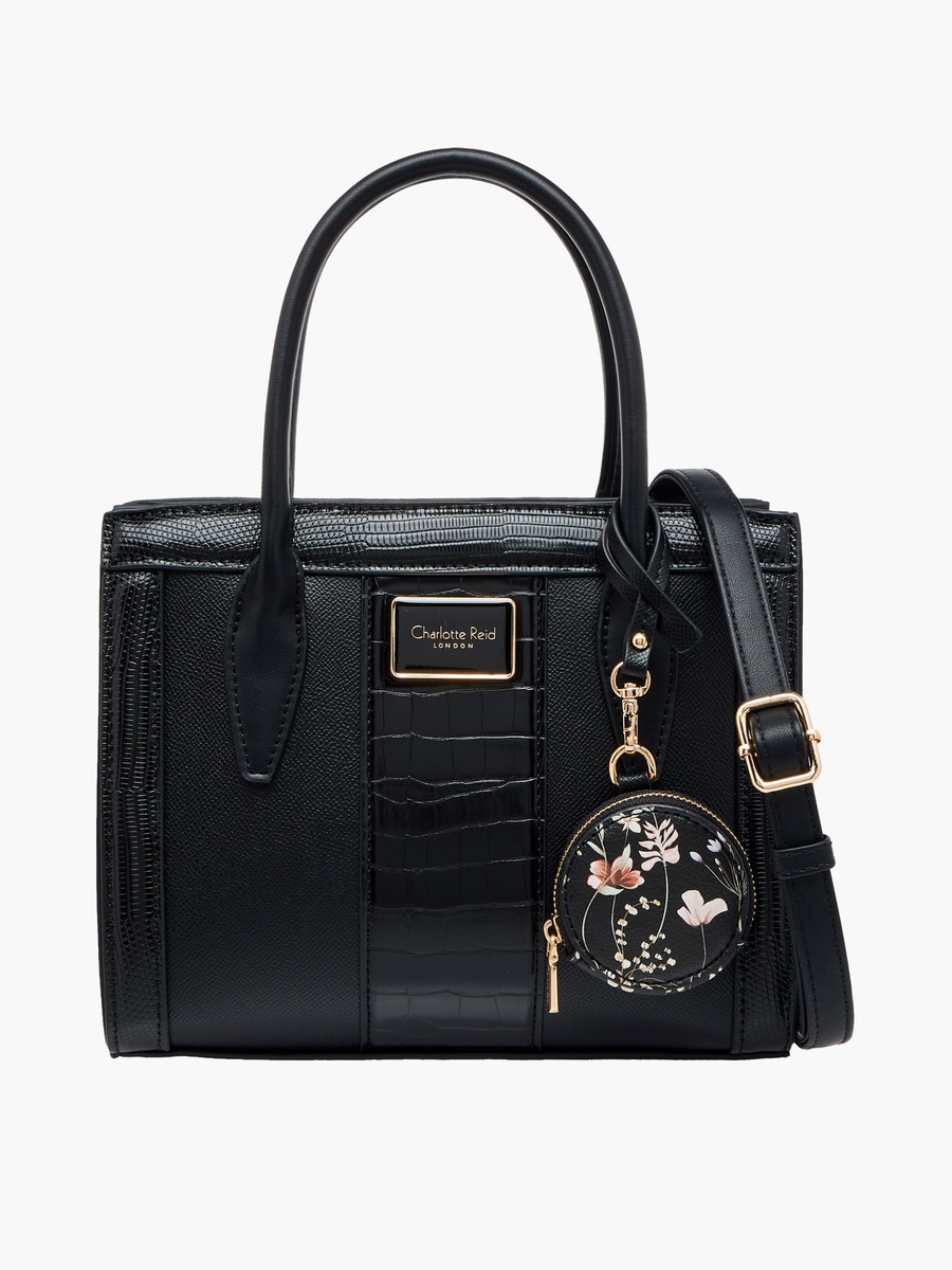 Panelled Satchel Bag with Detachable Strap