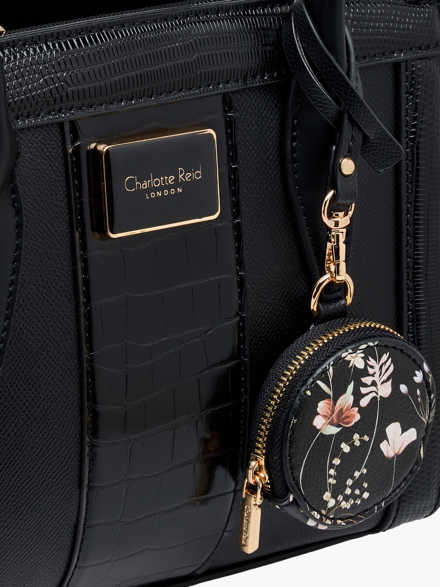 Panelled Satchel Bag with Detachable Strap