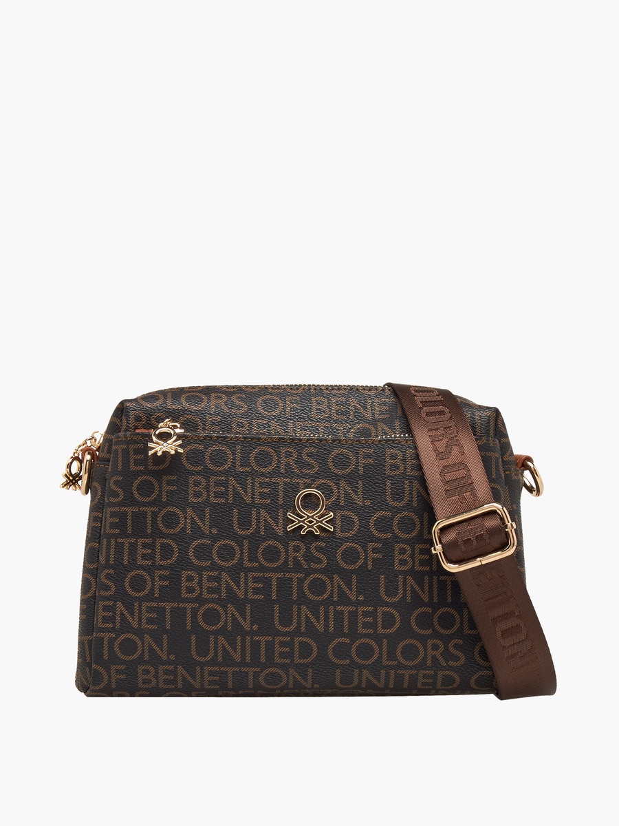 Monogram Print Crossbody Bag with Detachable Strap