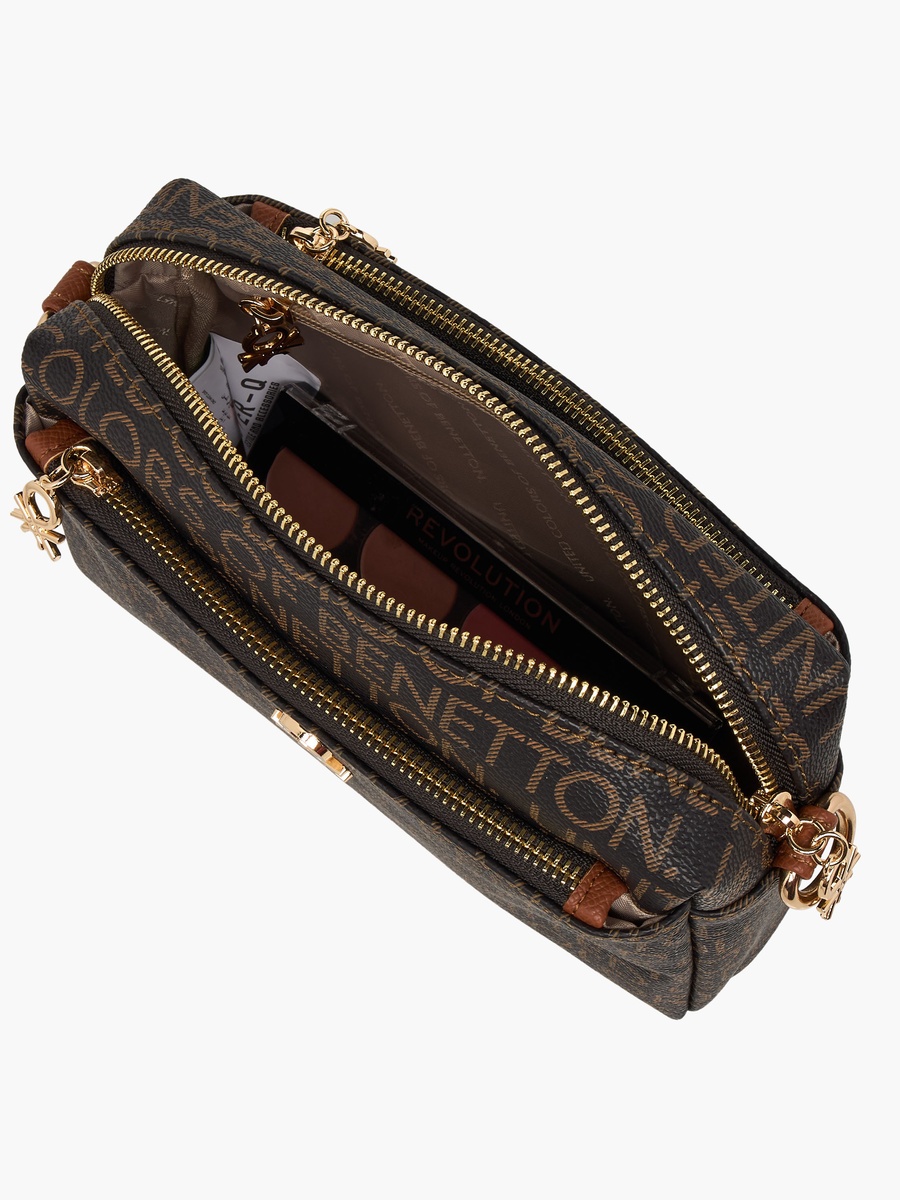 Monogram Print Crossbody Bag with Detachable Strap
