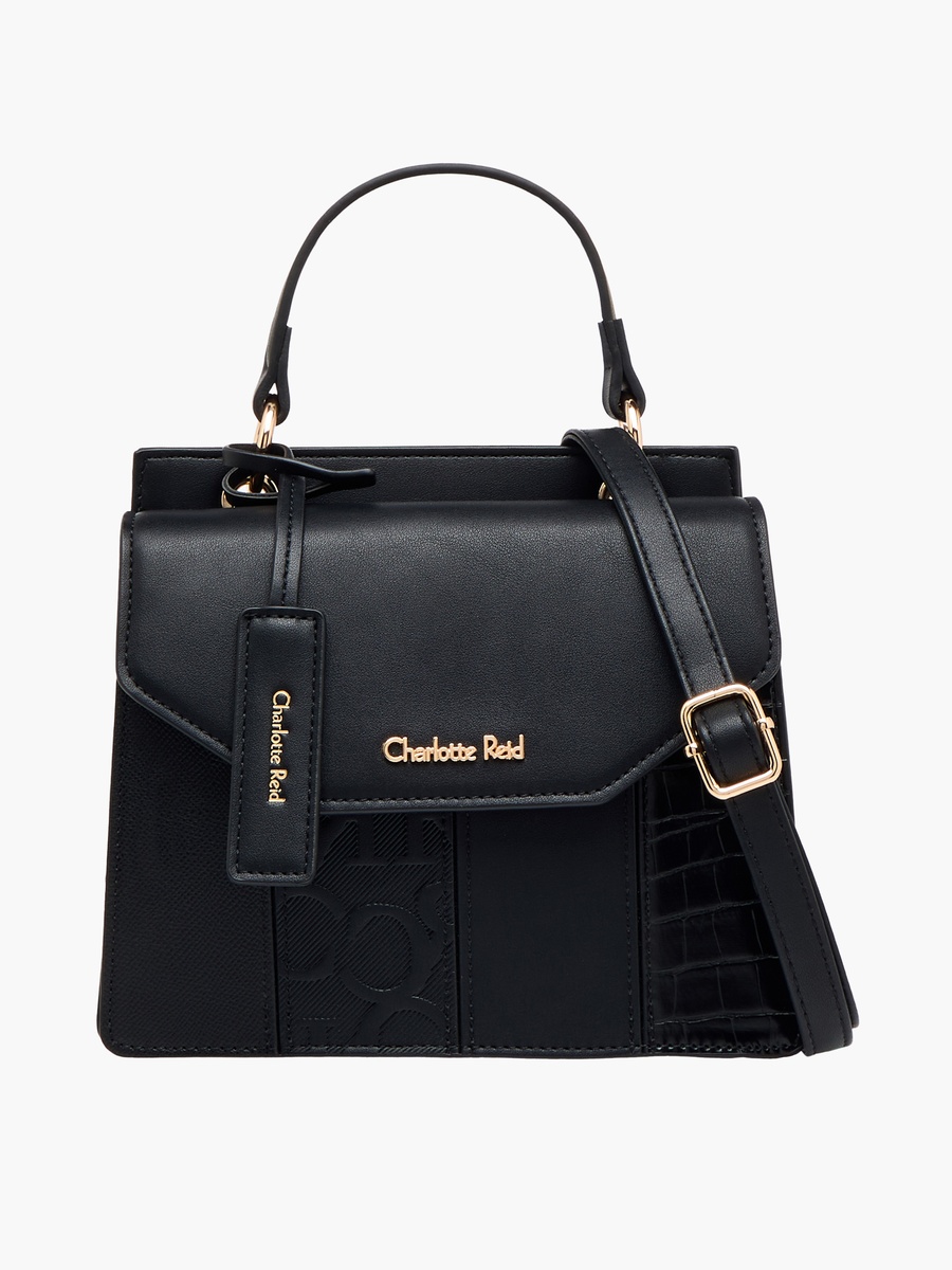 Panelled Crossbody Bag with Detachable Strap