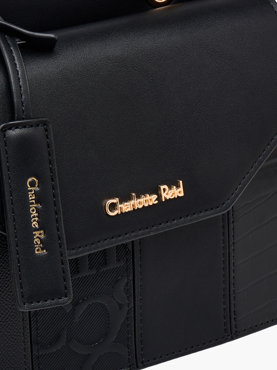 Panelled Crossbody Bag with Detachable Strap