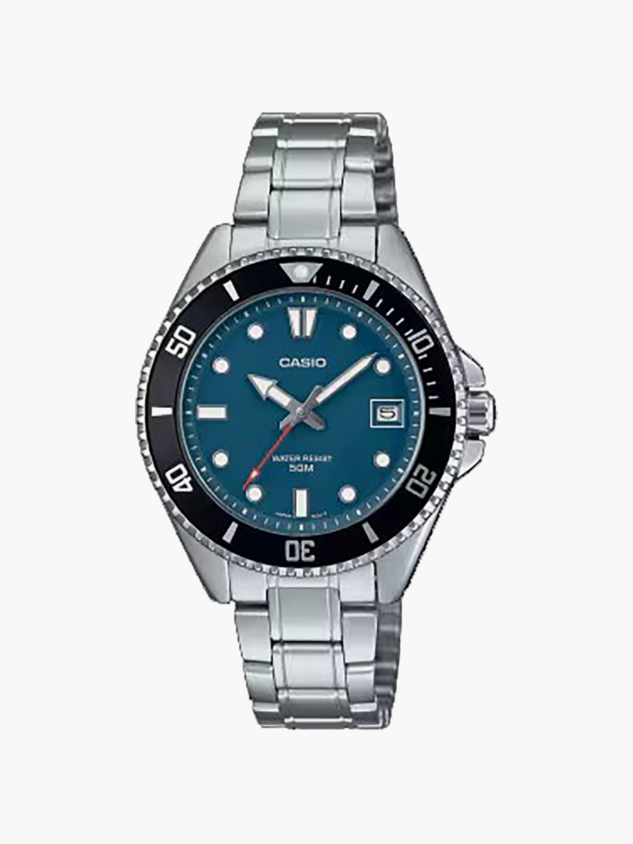 38 MM Silver Analog Stainless Steel Watch - MDV-10D-2A1VDF