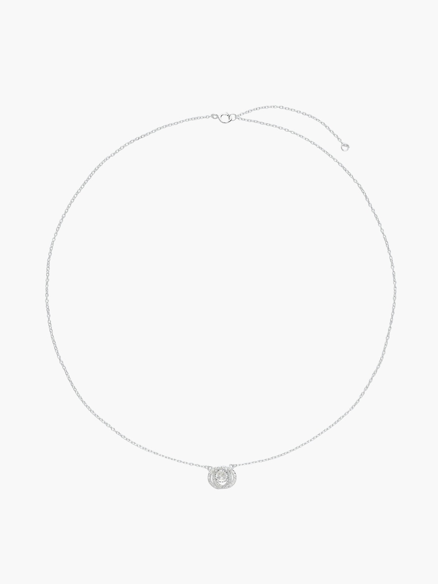 Silver Tone Necklace with Stone Embellished Pendant