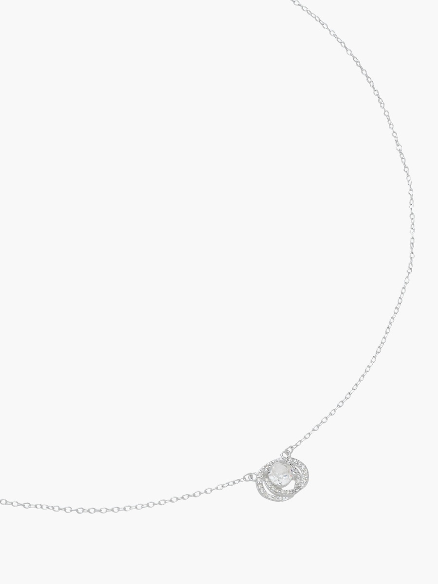 Silver Tone Necklace with Stone Embellished Pendant