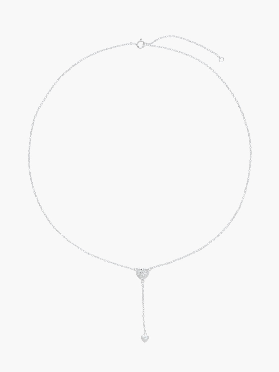 Silver Tone Necklace with Heart Drop Pendant