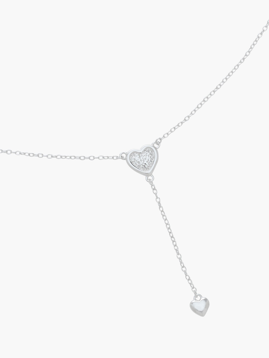 Silver Tone Necklace with Heart Drop Pendant