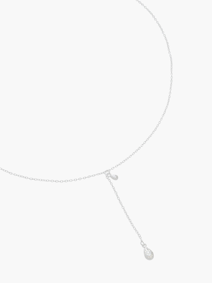Silver Tone Necklace with Drop Pendant