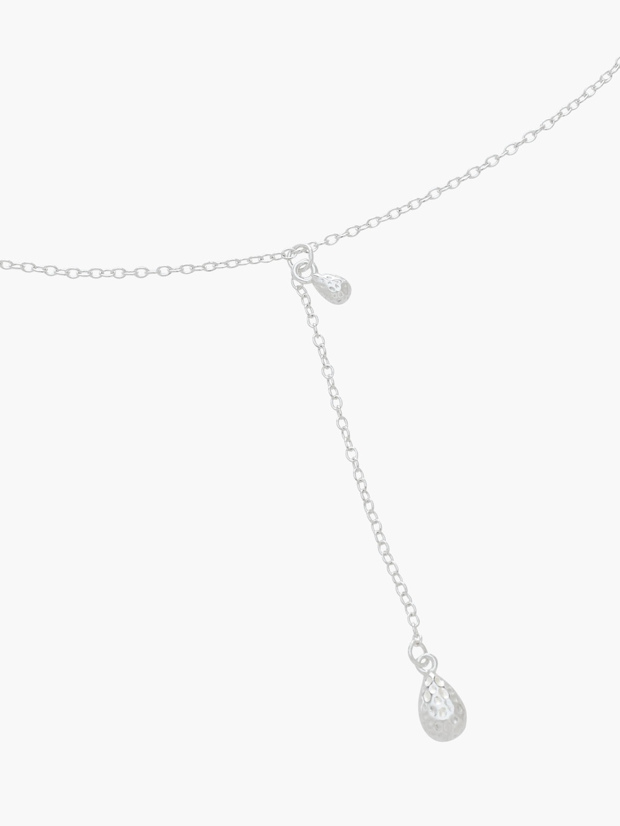 Silver Tone Necklace with Drop Pendant