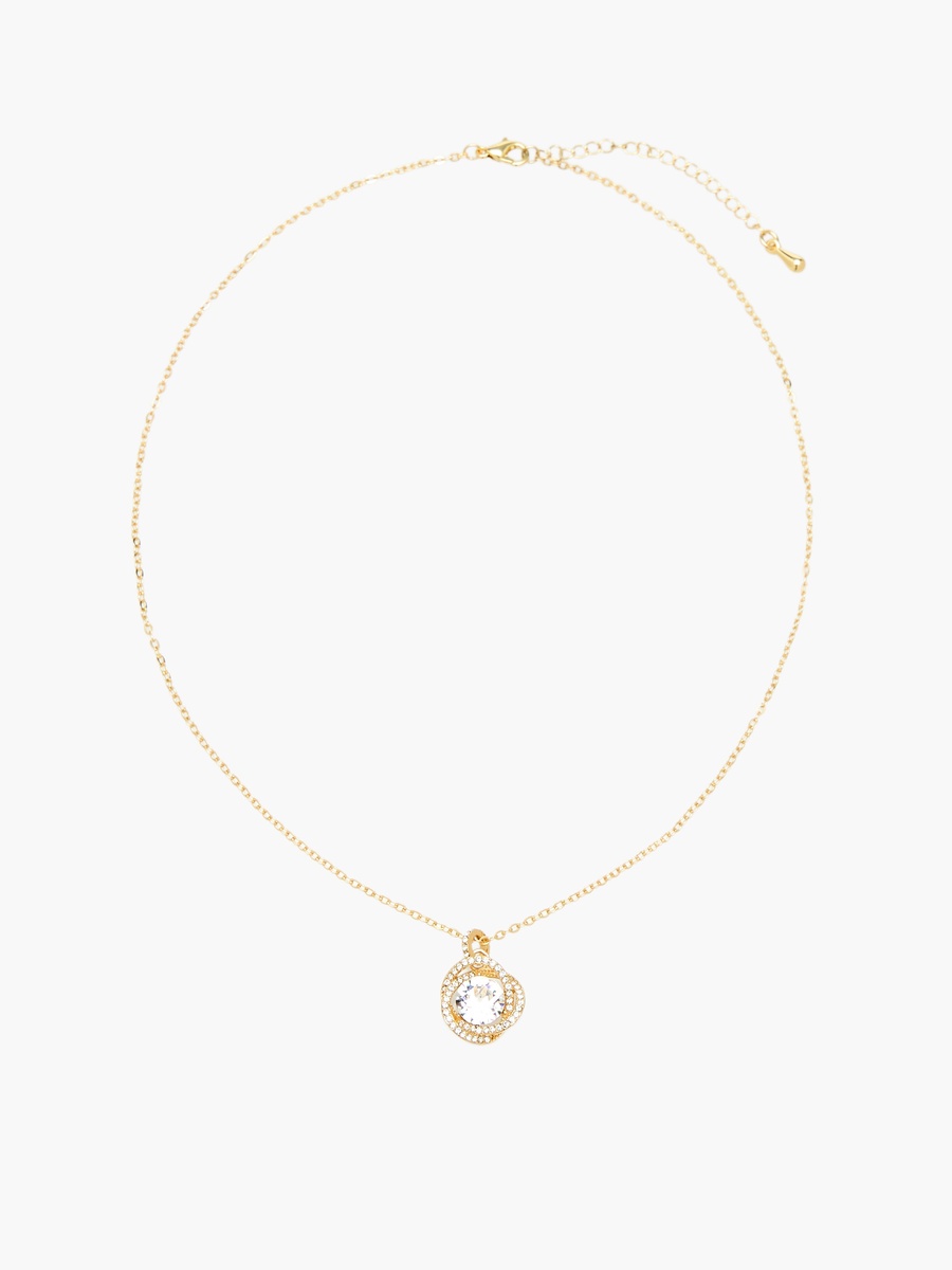Gold Tone Necklace with Swarovski Stone Embellished Pendant