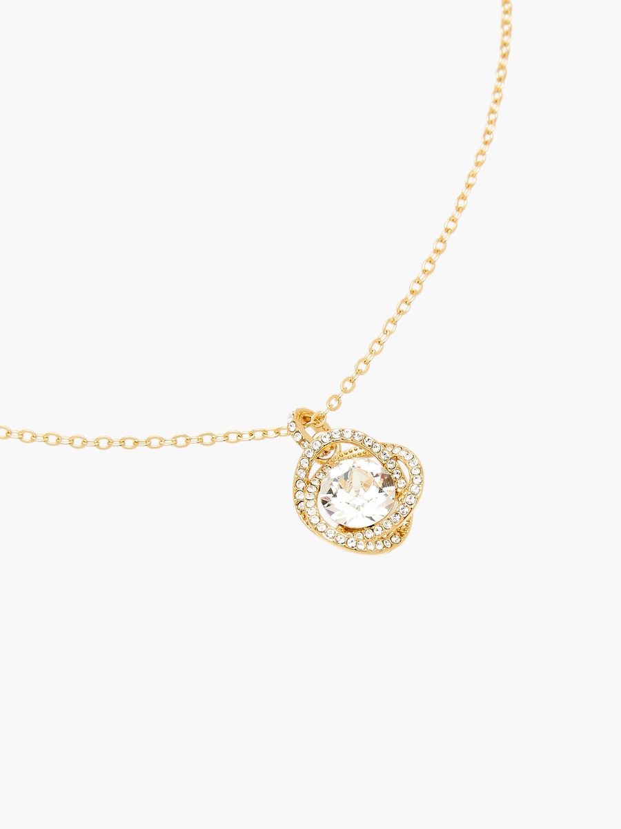 Gold Tone Necklace with Swarovski Stone Embellished Pendant