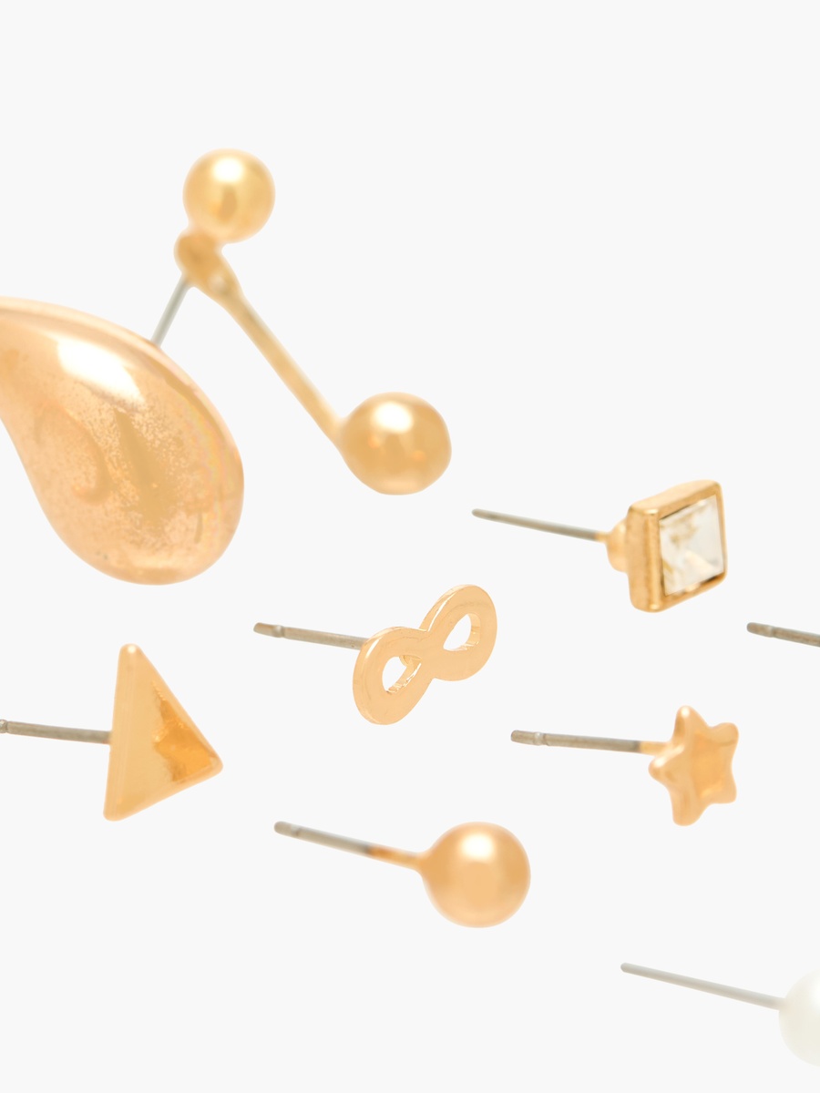 Pack of 12 Gold Tone Assorted Earrings with Pushback Closure