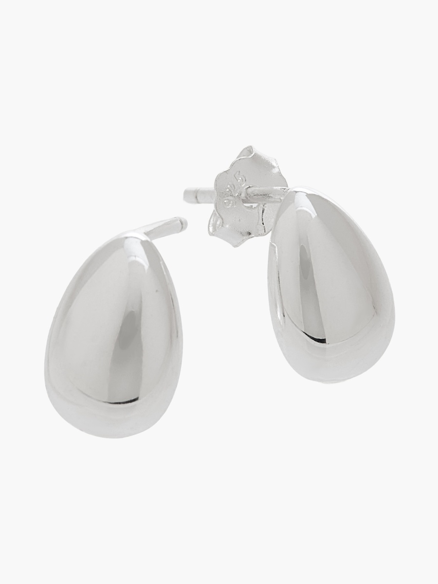 Silver Tone Tear Drop Earrings with Pushback Closure