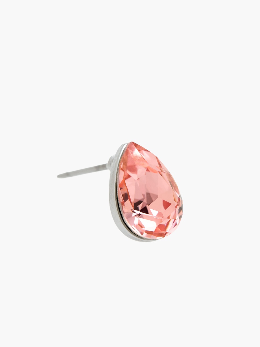 Silver Tone Swarovski Stone Embellished Stud Earrings with Pushback Closure