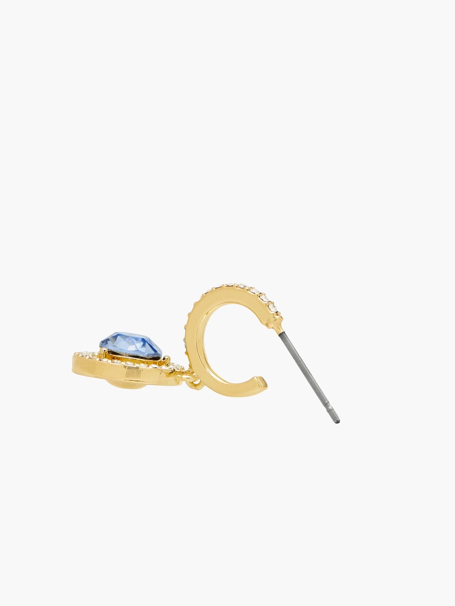 Gold Tone Swarovski Stone Embellished Hoop Earrings with Pushback Closure