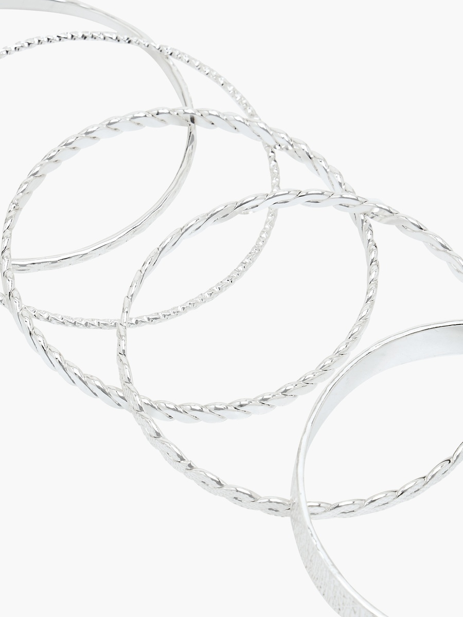 Pack of 10 Silver Tone Assorted Bangle
