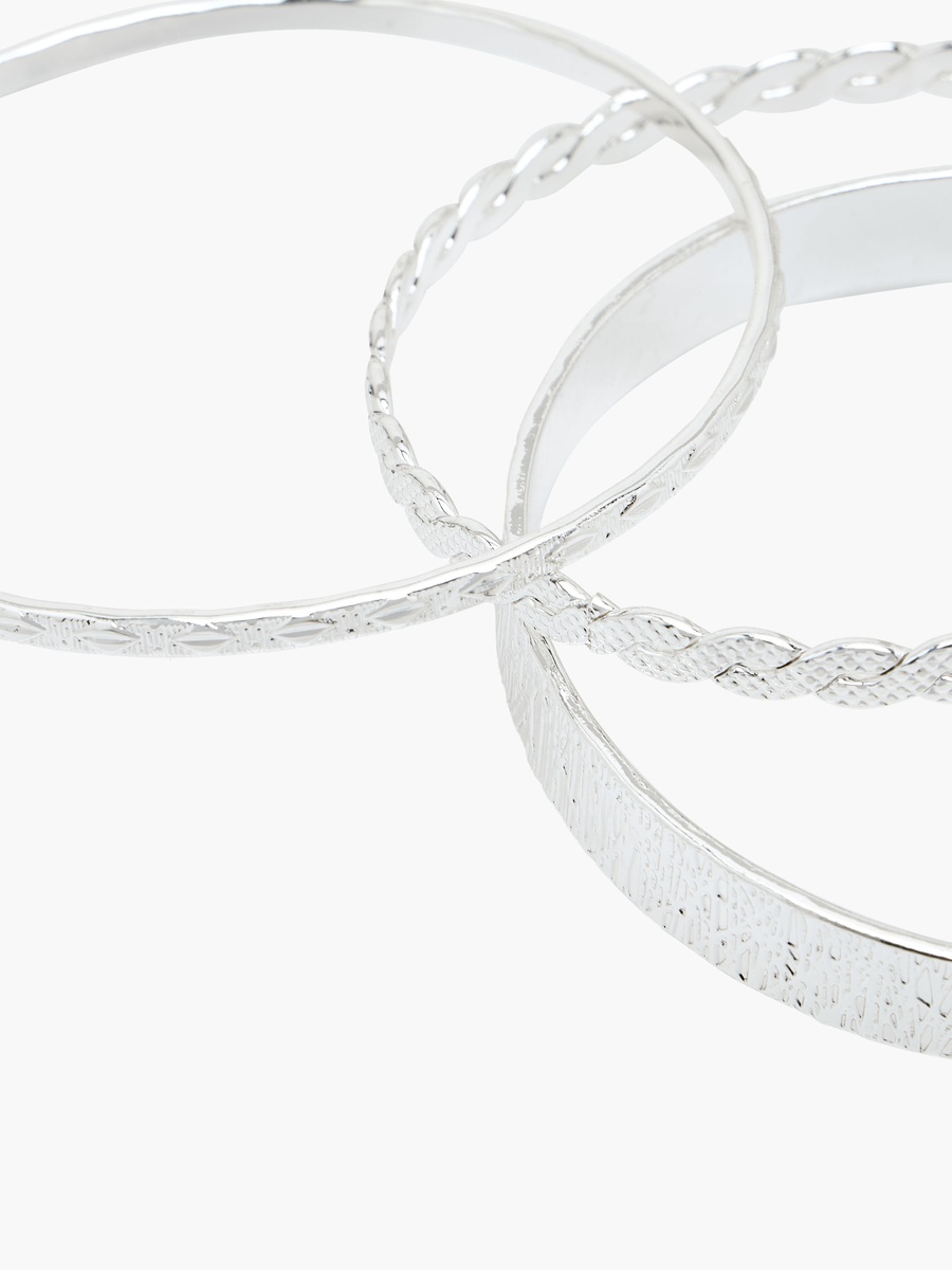 Pack of 10 Silver Tone Assorted Bangle