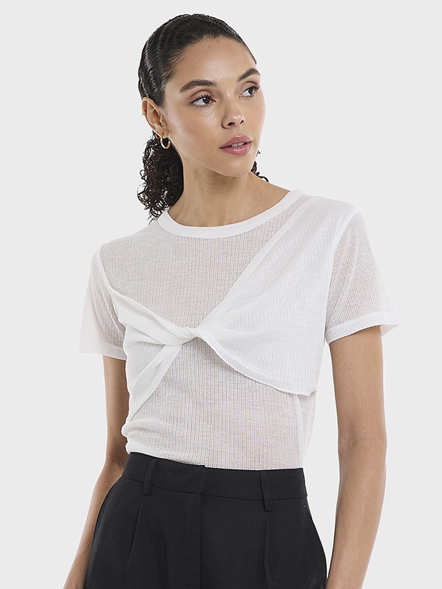Crew Neck T-Shirt with Twisted Detail
