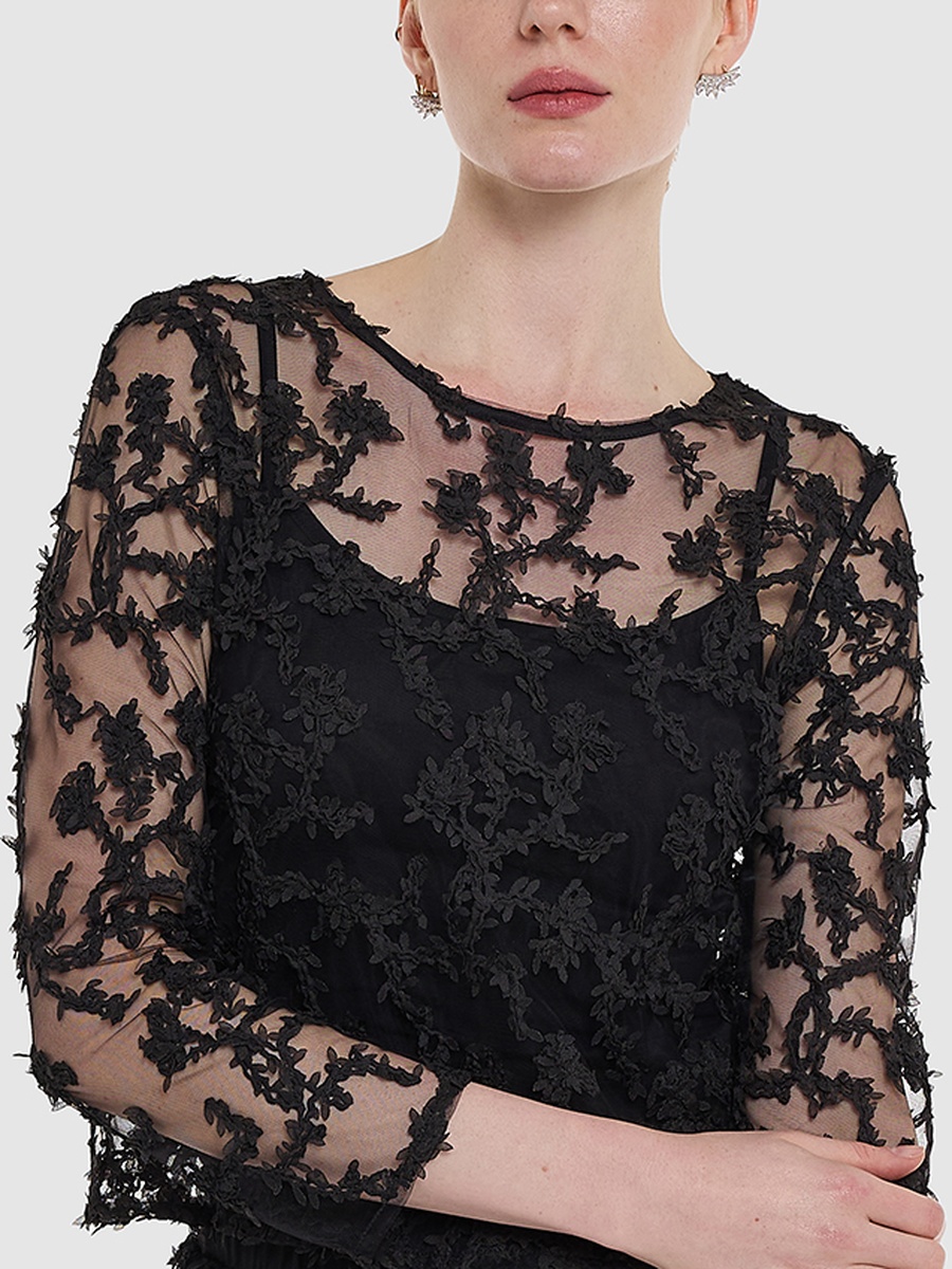 Net Embroidered Sheer Top