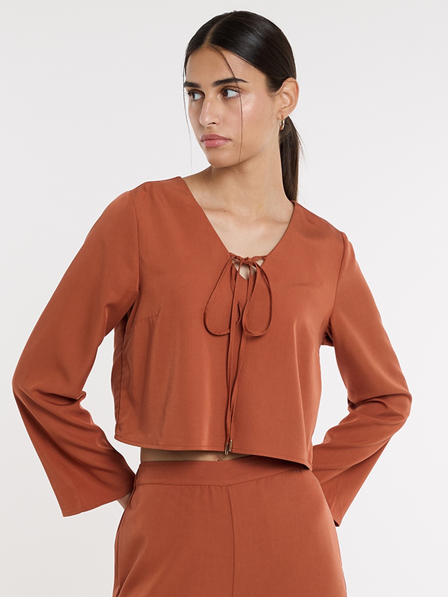 Solid Long Sleeve Crop Top
