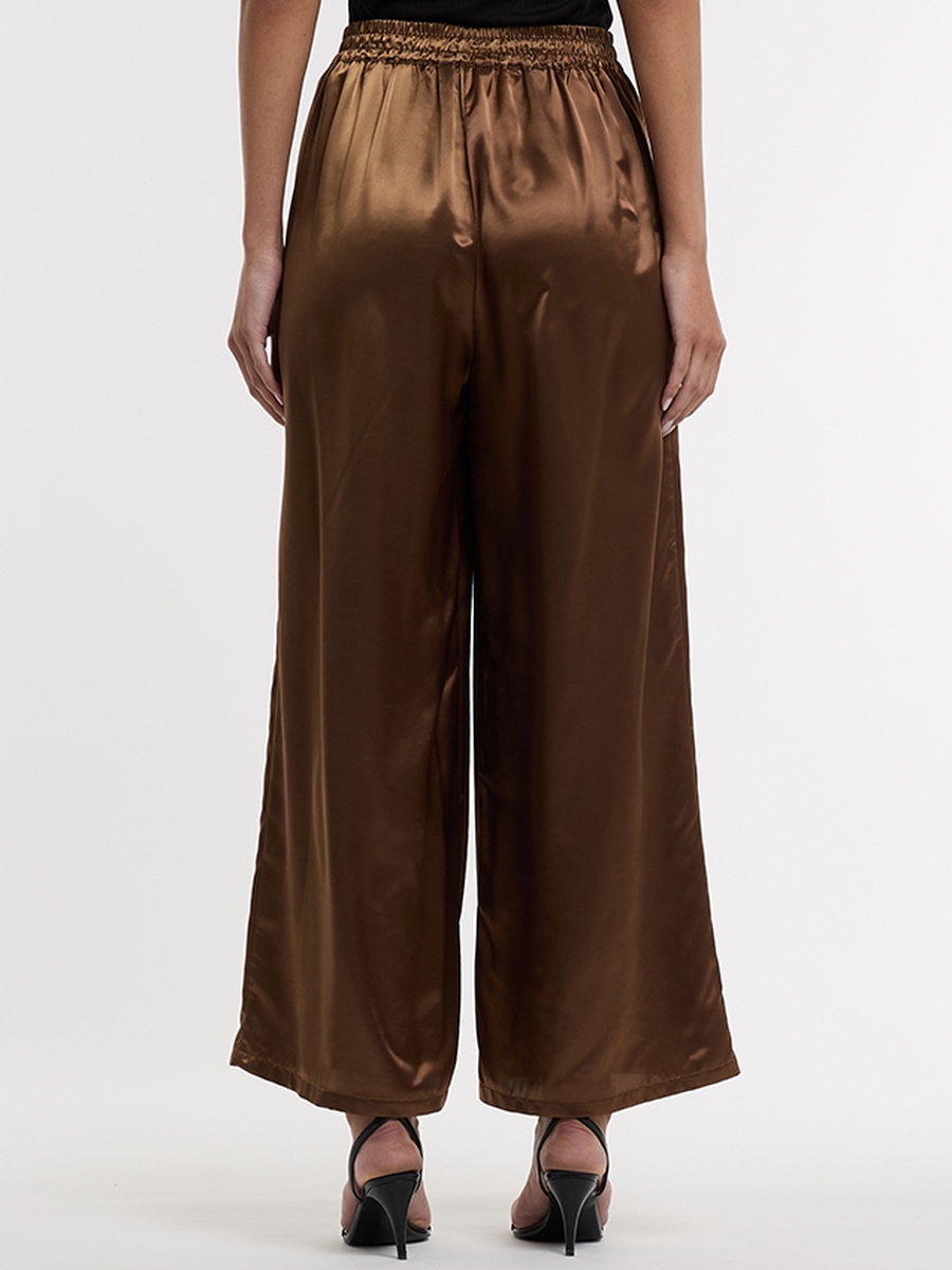 Solid Satin Wide Leg Trousers