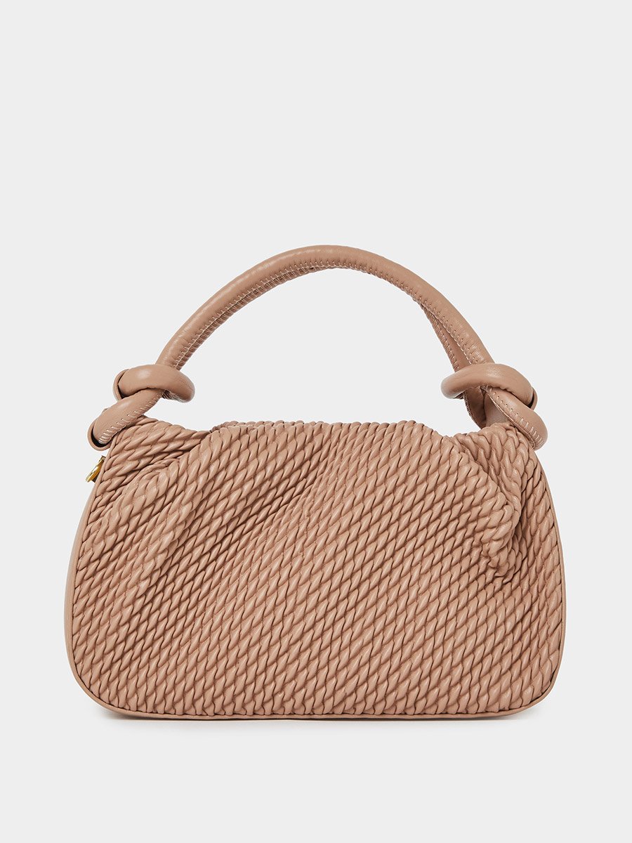 Textured Handbag with Top Handle