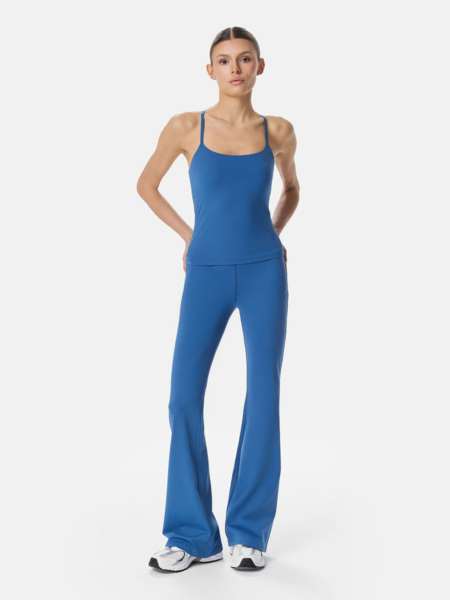Blue Cross-Strap Padded Top