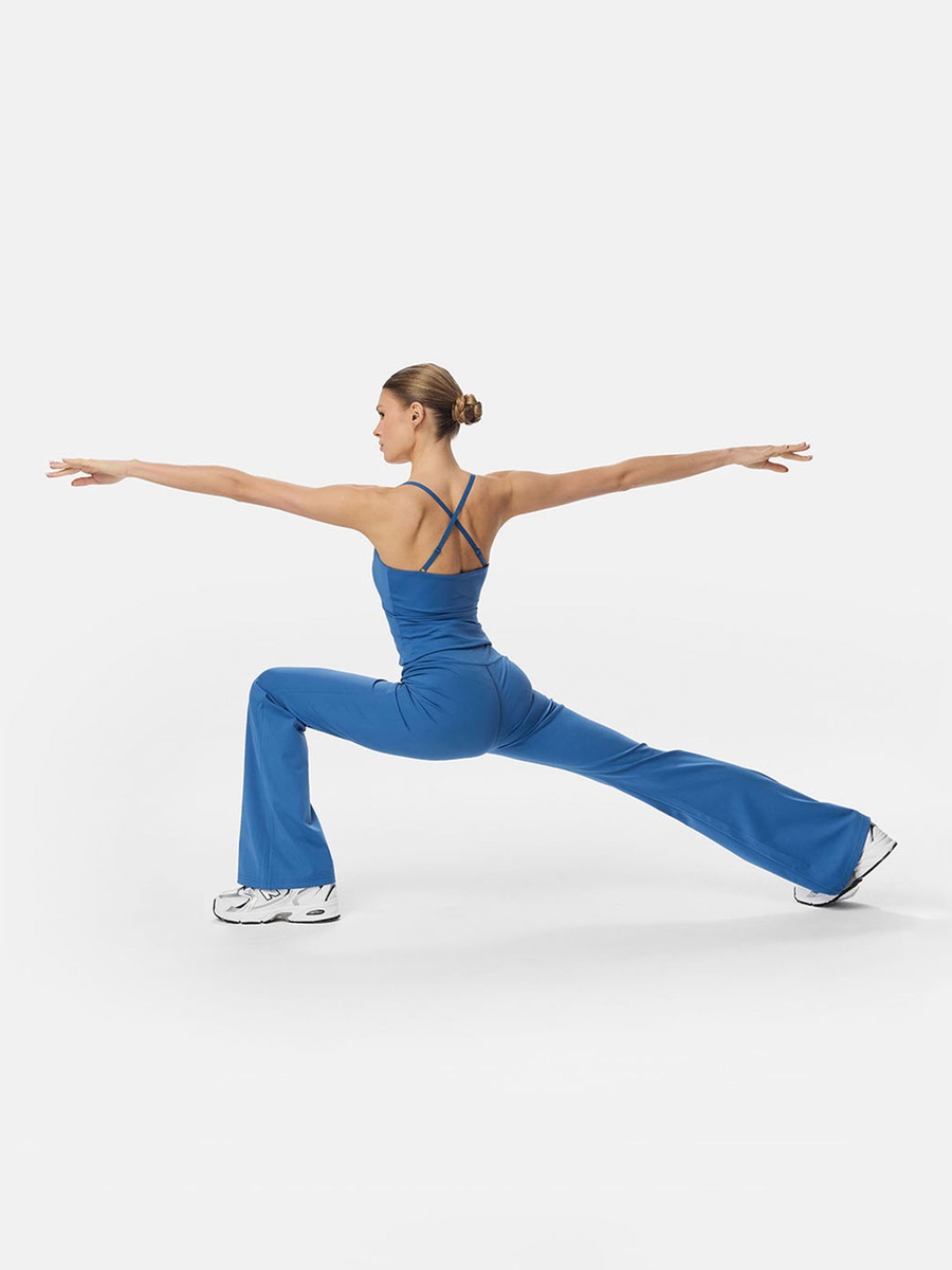 Blue Cross-Strap Padded Top
