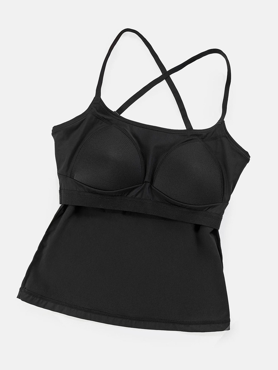 Black Cross-Strap Padded Top