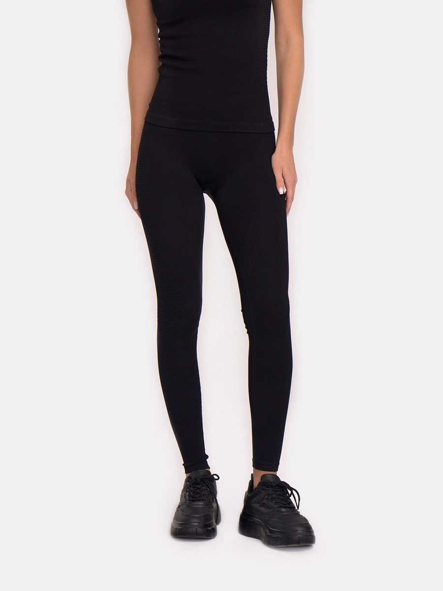 Black Solid Seamless Leggings 