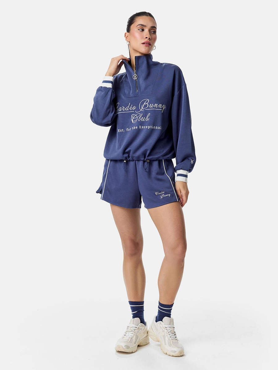 Navy Blue Printed Half-Zip Sweatshirt
