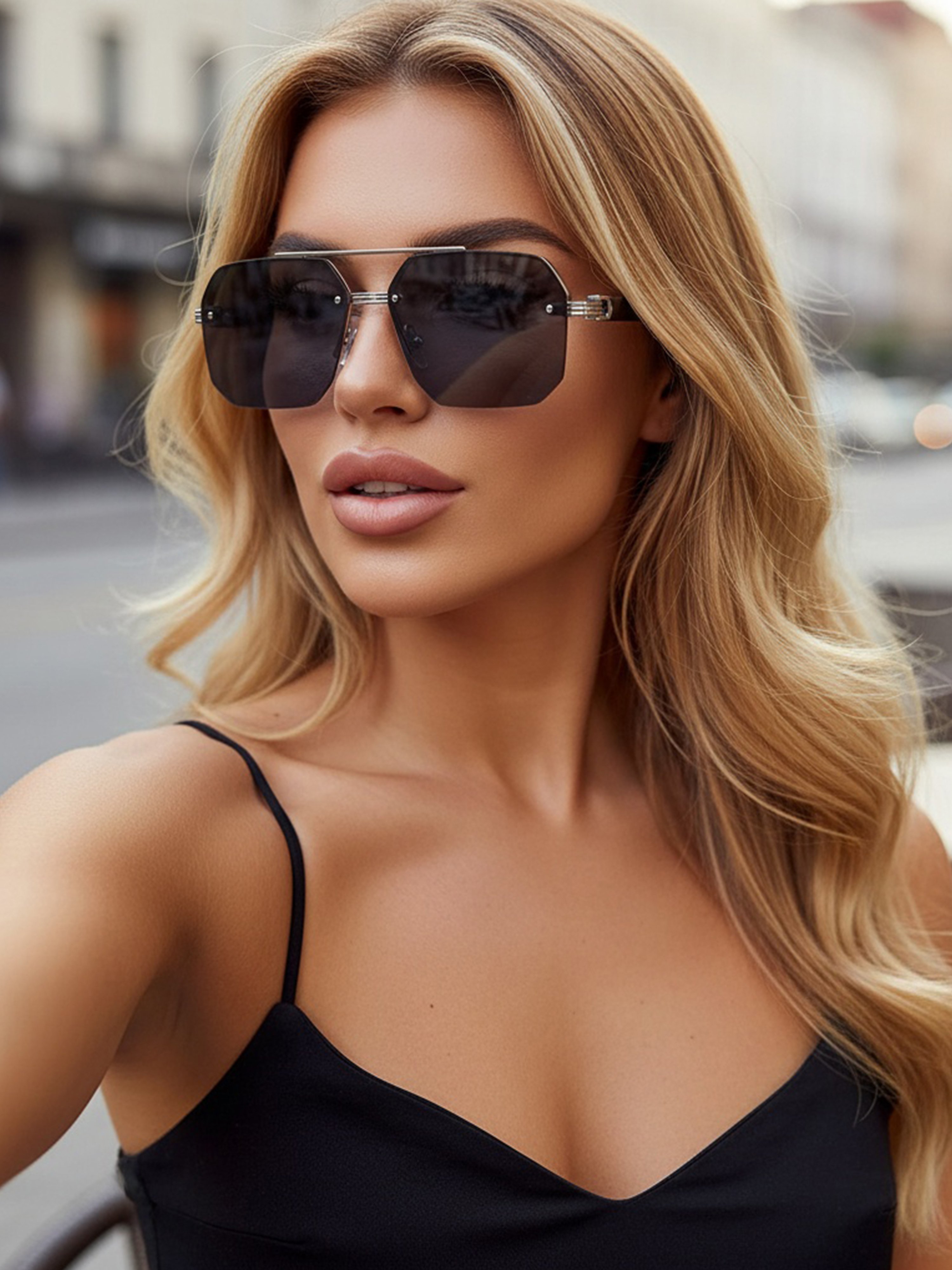 Retro Double Bridge Square Sunglasses