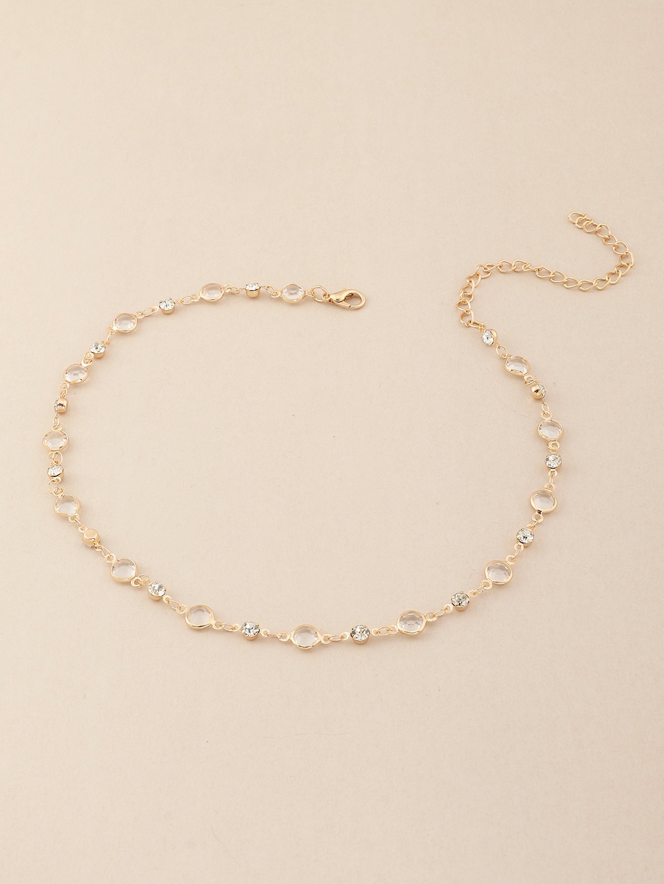 Gold Chain Necklace with Crystal Accents
