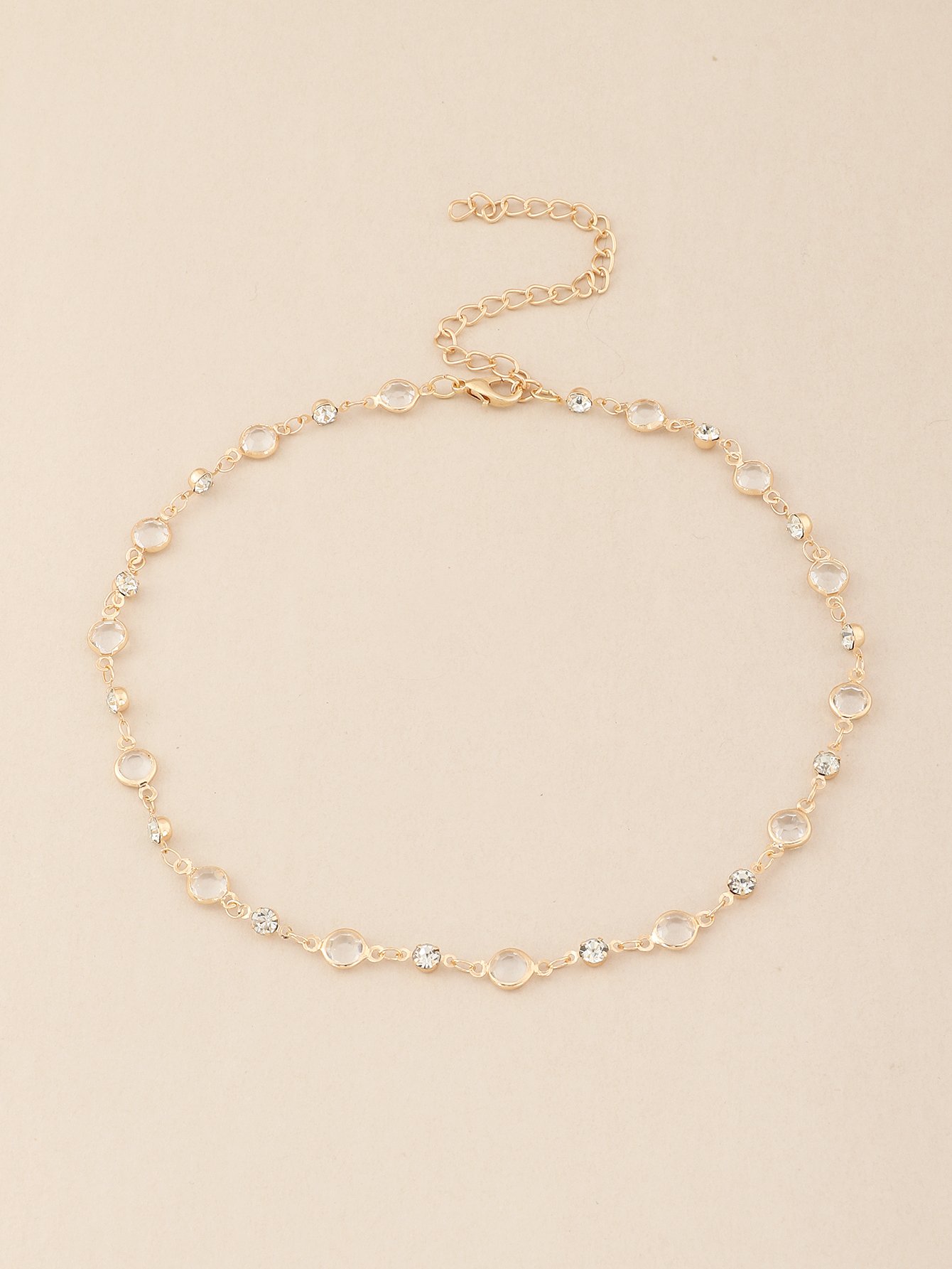 Gold Chain Necklace with Crystal Accents