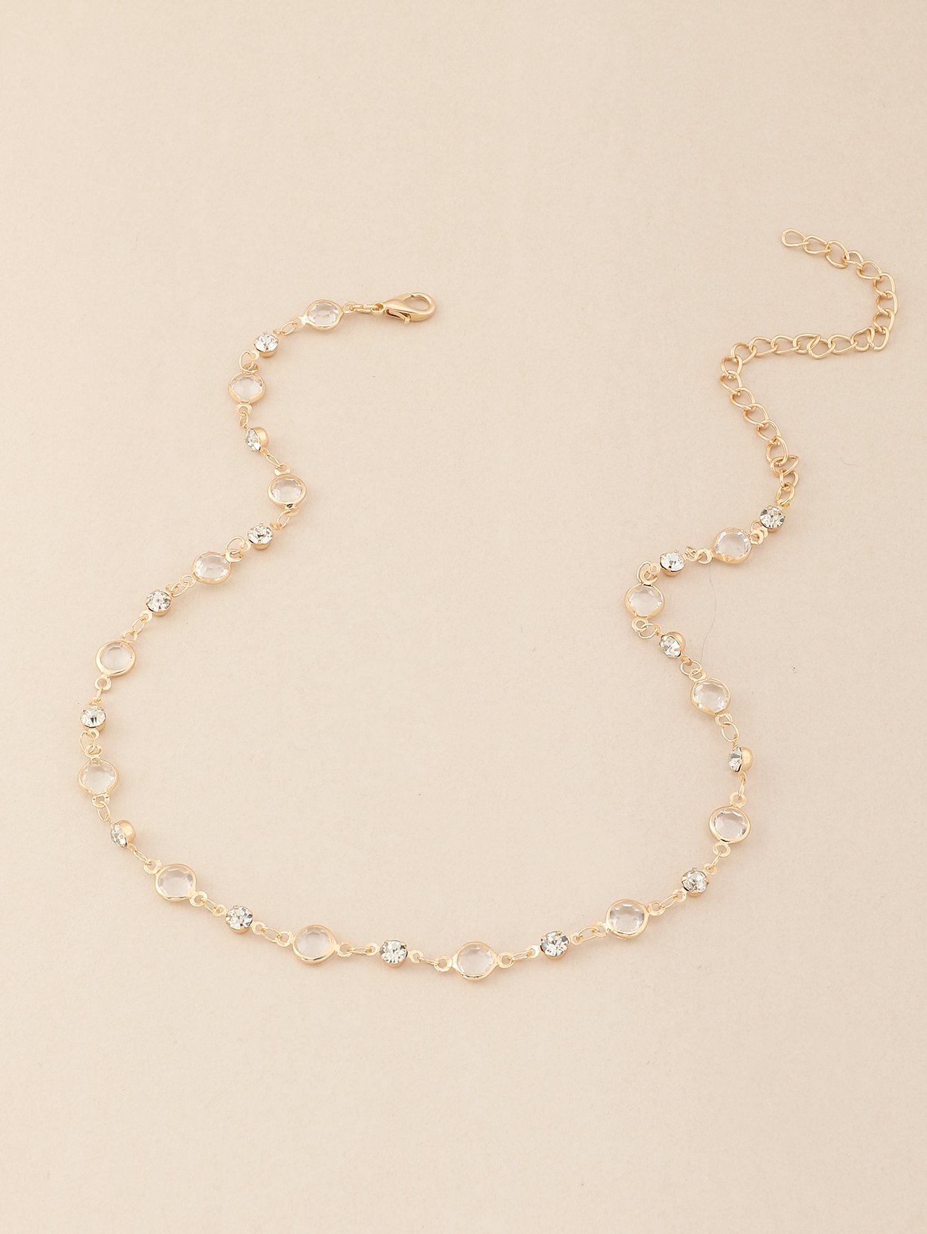 Gold Chain Necklace with Crystal Accents