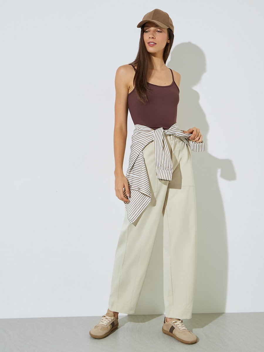 Off White Baggy Fit Solid Pants