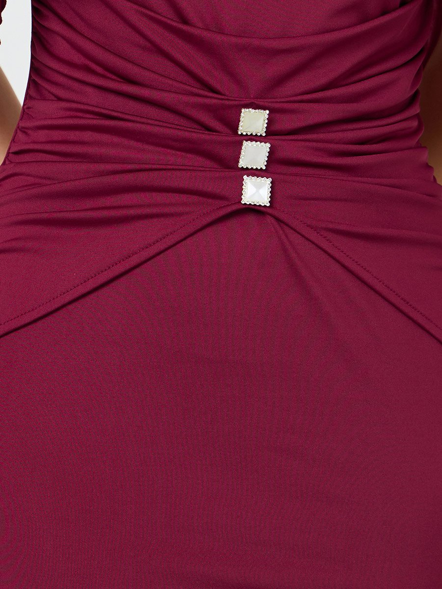 Burgundy Cape Overlay Bodycon Mini Dress