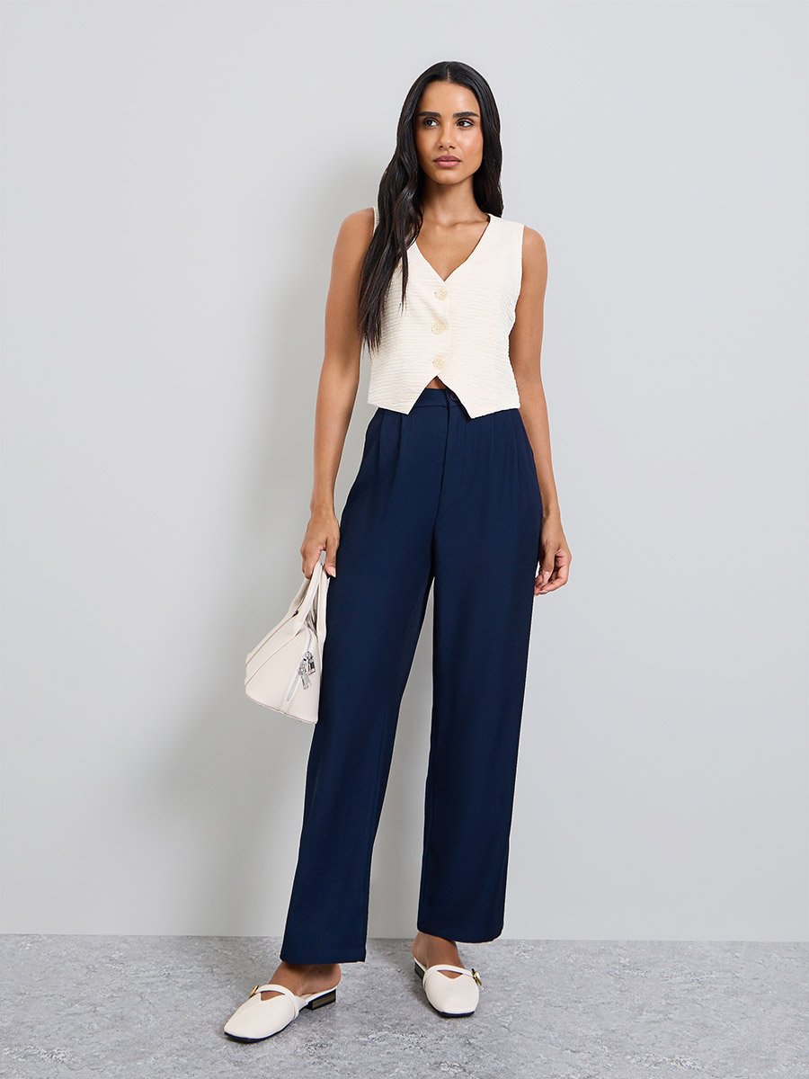 Off White Textured Waistcoat