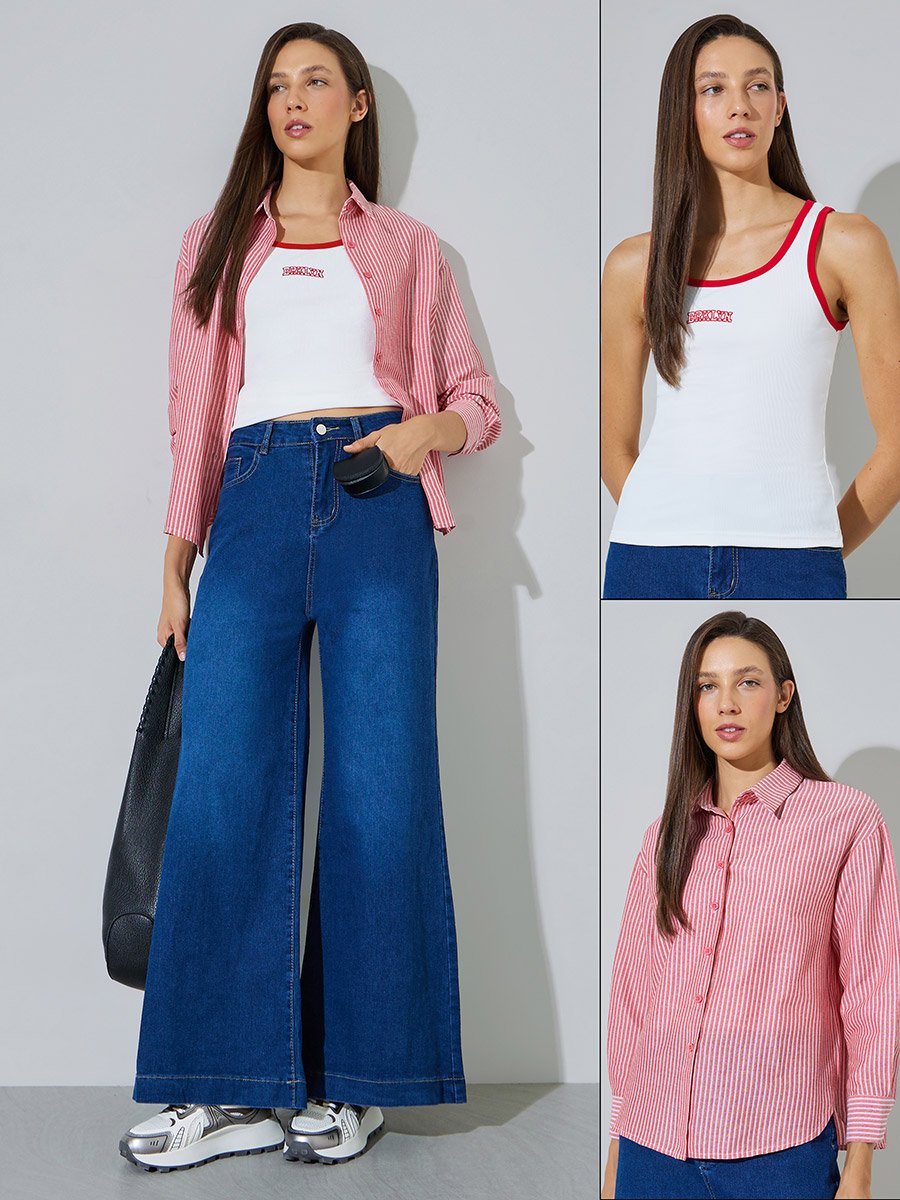 Pack of 2 - Striped Long Sleeve Shirt and Tank Set