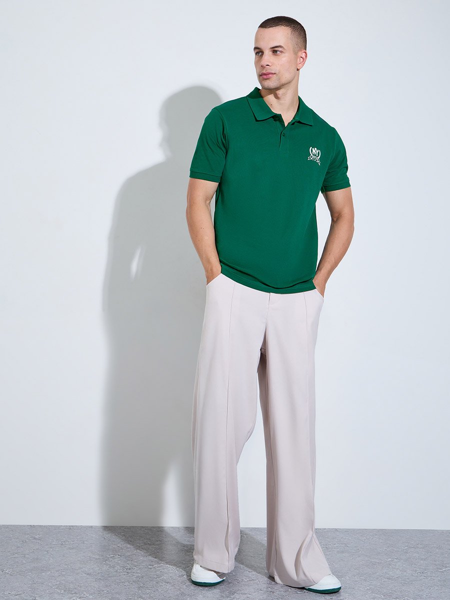Men Dark Green Regular Fit HD Print Pique Polo