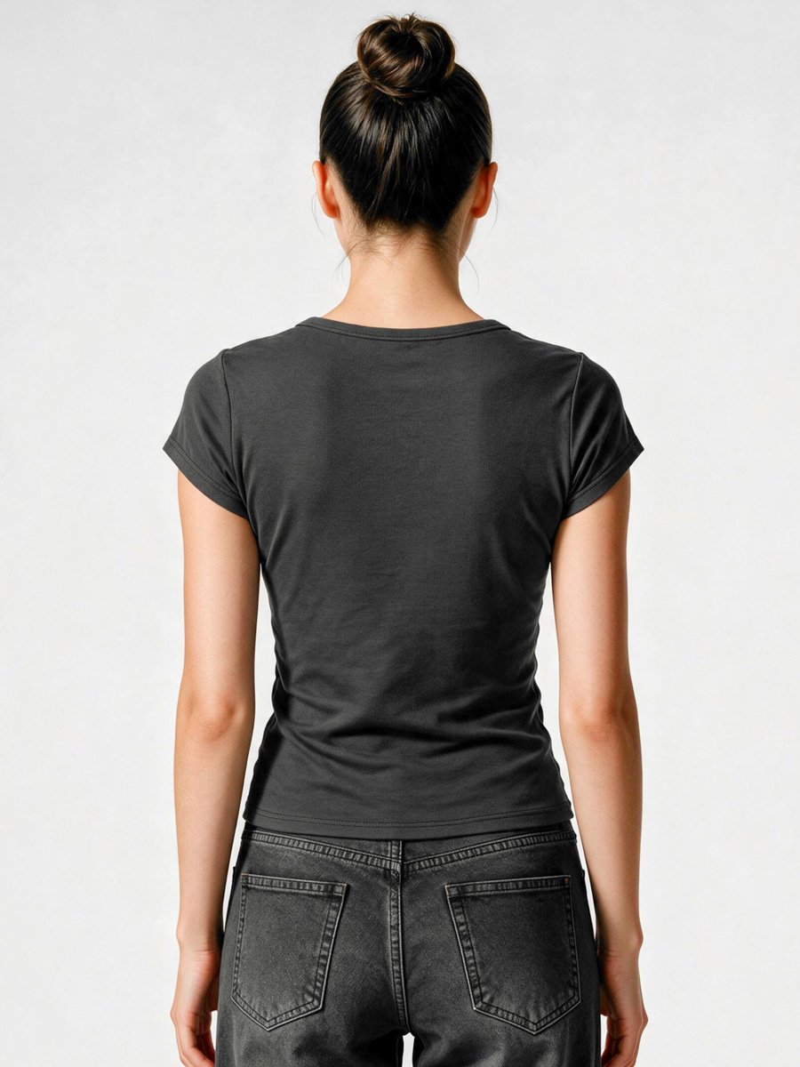 Womens Olive Knitted V-Neck Short Sleeve Tee -  Collection